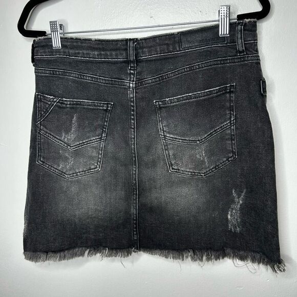 Zadig & Voltaire Black Denim Mini Skirt Size US 10 EU 40 Asymmetrical Raw Grunge - Picture 6 of 9